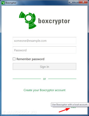 Создание учетной записи Boxcryptor