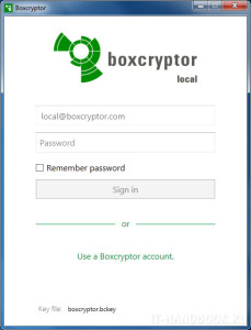 Вход в локальную учетную запись Boxcryptor