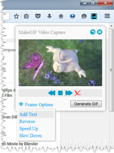 Дополнительные настройки анимации в дополнении MakeGIF Video Capture.