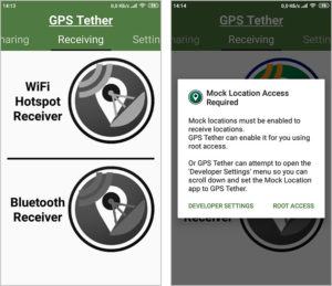 Запуск GPS Tether в режиме получения данных GPS по Wi-Fi